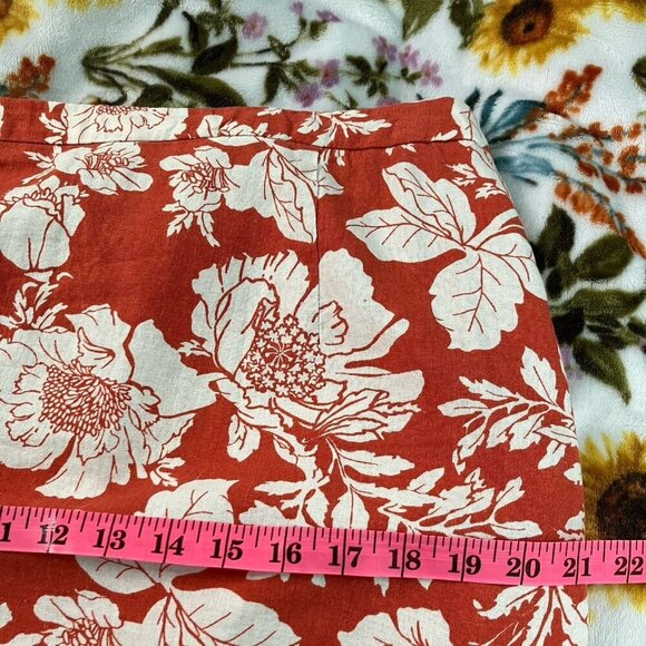 Old Navy High Waisted Linen Blend Maxi Skirt Women’s Large Red Floral Preppy - Picture 10 of 10